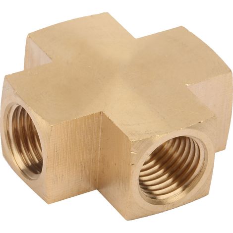 1/4'' FNPT Messing-Rohrverschraubungsadapter 4-Wege-Gleichgewinde-Innenverbinder Industriewerkzeug (1/5)