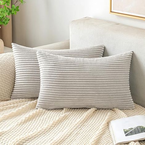 Decorative Housse de Coussin Canapé Taie d'oreiller Douce Maison Salon Chambre Lit Clic Clac 40x60 cm Gris-Clair