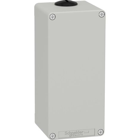 Caja vacía GRIS SCHNEIDER SIN ORIFICIOS 20x15x10 cm, material plástico resistente.