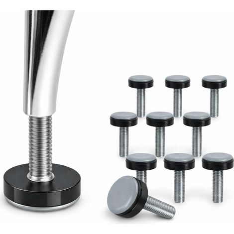 Lot de 10 Patins de Meuble M6 en PTFE, Patins Réglables en Hauteur Ø20 mm, Patins à Visser pour Chaises, Tables et Armoires, Patins Filetés Protège-Sol pour Meubles (1/5)