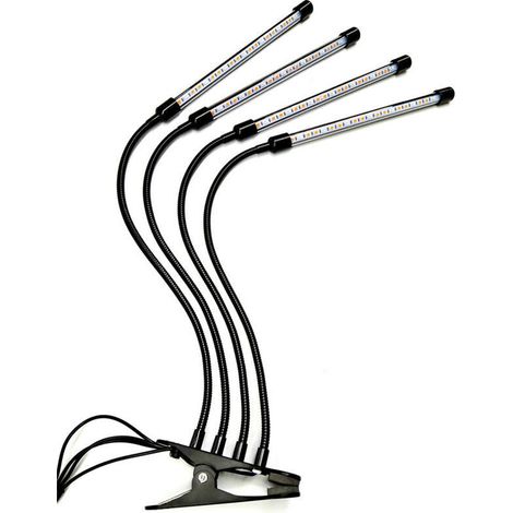 Lampe de croissance pour plantes d'intérieur, lampe LED à spectre complet à 4 bras avec minuterie, idéale pour les semis