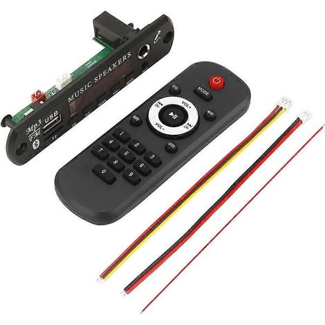 Décodeur MP3 12 V, Bluetooth 5.0, microphone sans fil pour voiture, lecteur MP3 DIY avec télécommande, radio et port USB/TF. (1/5)