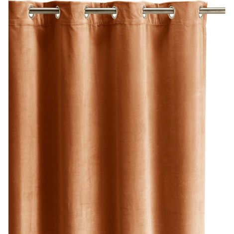 Rideau de Fenêtre Uni en Velours 100% Coton Rouille pour Salon et Chambre 140 x 280 cm - PANGIVO