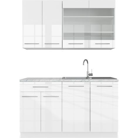 Cucina completa Fame-Line, Bianco, 140 cm senza piano di lavoro, Vicco (1/5)