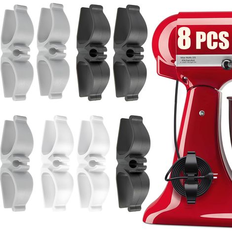 Organisateur de cordons pour appareils électroménagers, lot de 8 Organisateur de cordons d'électroménager amélioré, à coller, enrouleur et support de cordon pour la cuisine