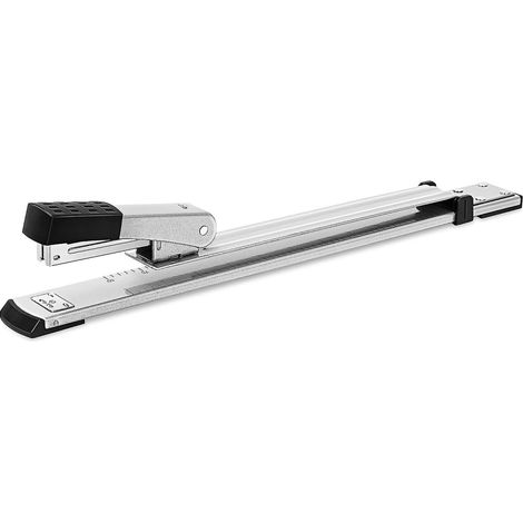 agrafeuse Longue Porte - Capacit De 25 Feuilles - Agrafeuse Standard Bras Long Pour Journaux Ou Livres - Comprend 1 Agrafeuse Argent (1/4)