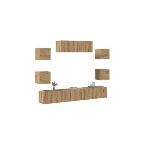Ensemble de meuble TV mural 7 pcs chêne artisanal (1/5)