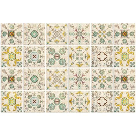 (C) 20x20 Industrial Style Adhesive Tile Backsplash for Kitchen Brick, 24 Pcs Wall Stickers Bathroom Kitchen Adhesive Wall Tiles with Tile Patterns PVC Adhesive Wall Tile (1/5)