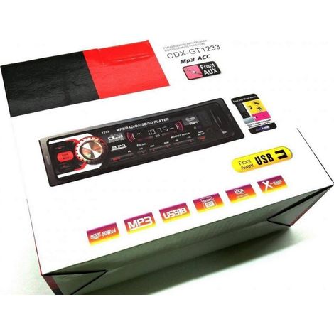 TRADE SHOP - Autoradio Stereo Auto Fm Mp3 Usb Wmasd Aux Cdx Gt 1233 4 X 50w -