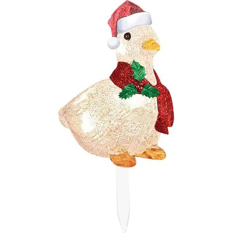 Décoration lumineuse en forme de canard avec écharpe, sculpture plate pour jardin, pelouse, terrasse, Noël (1/4)