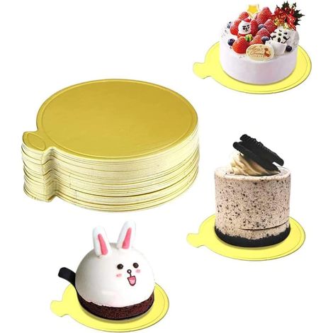 100 Stück 8cm Mousse Kuchen Bretter Gold Kuchenplatte Runde Kuchen Board Kuchenunterlagen (1/5)