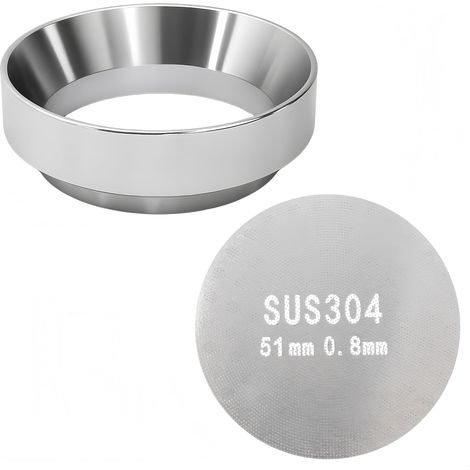 2 pièces Anneau doseur café 51 mm avec fixation magnétique + Puck screen, entonnoir de dosage pour porte-filtre (moudre/répartir/tasser), accessoire espresso (1/5)