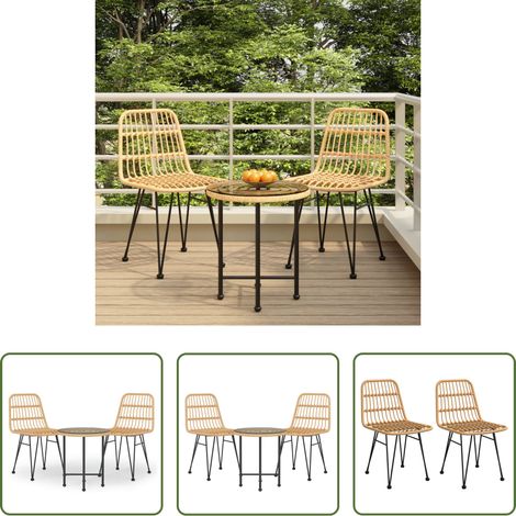 vidaXL Table de jardin - Ensemble à manger de jardin 3 pcs Résine tressée (1/5)