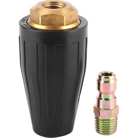 Boquilla Turbo Rotativa, Boquilla Turbo de Goma de 3600 PSI, Boquilla Rotativa de Acero Inoxidable de Latón Macizo de 1/4 pulg., Herramienta de Lavado Potente y Eficiente (Apertura 4.0), Limpieza (1/5)
