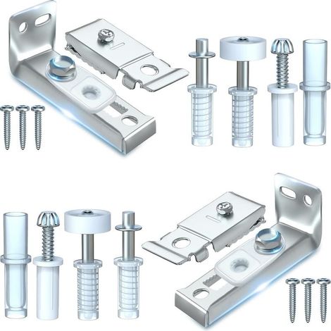 Lot de 2 pièces de rechange pour porte coulissante pliante – Support supérieur et inférieur – Pivot 3/8' et roue 7/8' en acier et nylon PA6 (1/5)