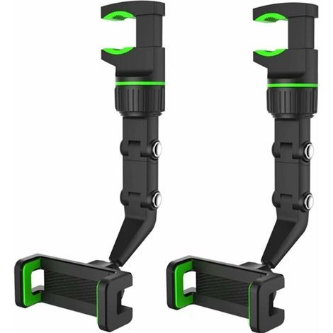 Set di 2 supporti universali a 360° per cellulare da specchietto retrovisore auto - Supporto multifunzionale per cellulare e GPS - Verde (1/5)