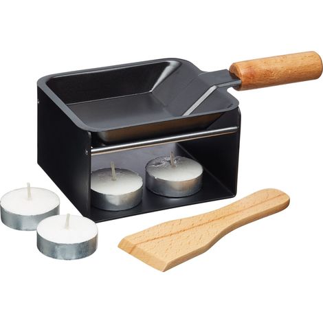 Artesà Set de Mini Parrillas Raclette para Derretir Queso, Metal, 5 Piezas - Negro