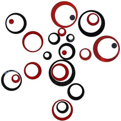 3D-Spiegel-Wandaufkleber zum Selbermachen für Wohnzimmer, Schlafzimmer, Badezimmer, Wanddekoration, 24er-Set (schwarz und rot)