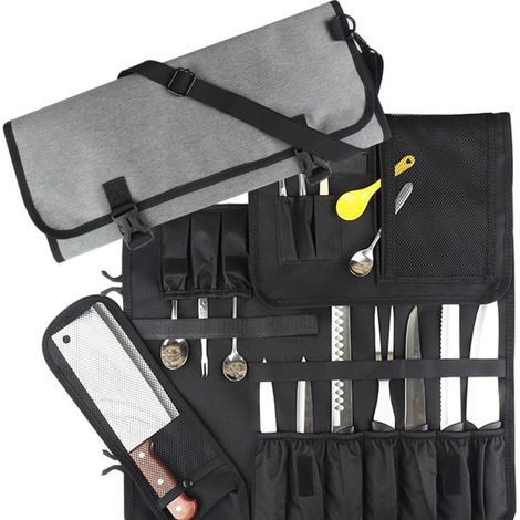 Sac à Couteaux de Chef Portable, Sac à Rouleaux pour Couteaux de Chef, Sac de Rangement pour Couteaux de Camping, pour Les Couteaux, Les hachoirs et Les ustensiles de Cuisine (1/5)