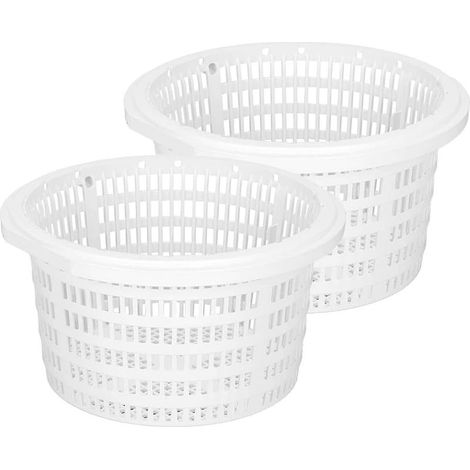 Set di 2 cestelli in plastica per skimmer da piscina, 18x19x10 cm, compatibili con la rimozione dei detriti. (1/5)