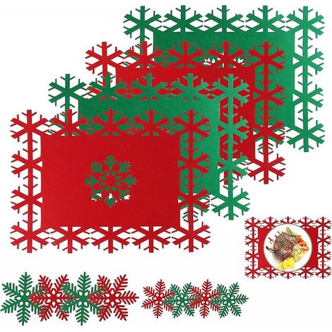 BEBUSINGOTO Ensembles de napperons de noël 12 pièces, tapis de Table et sous-verres de noël résistants à la chaleur (1/5)