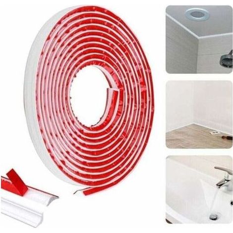 Moulure Autocollante Flexible 5m Moulage en Quart de Rond Étanche Quart de Rond PVC Adhesif Quart de Rond PVC Blanc Quart de Rond Plastique Quadrant en PVC pour Joints de Mur Taille M 19x13m (1/5)