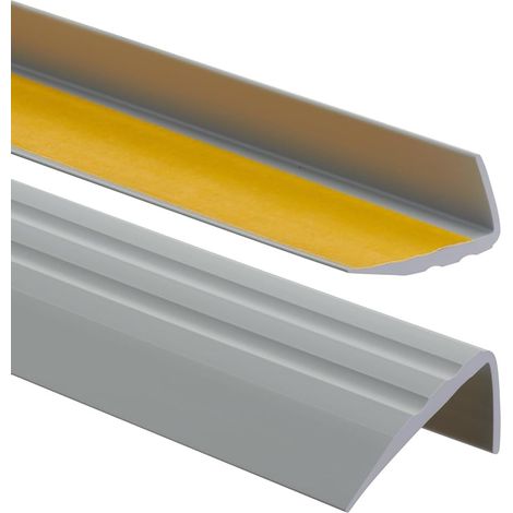 Nez de marche PVC autoadhésif - 1 pièce - Gris antidérapant - Protection escalier intérieur - Pour carrelage bois pierre - 50x25x900mm (1/5)