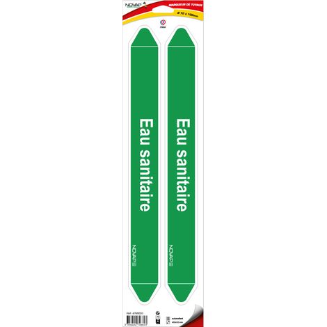 Planche de 2 marqueurs de tuyauterie 450 x 52 mm pour Ø 70 à 100 mm - Eau sanitaire - 4706603 (1/2)