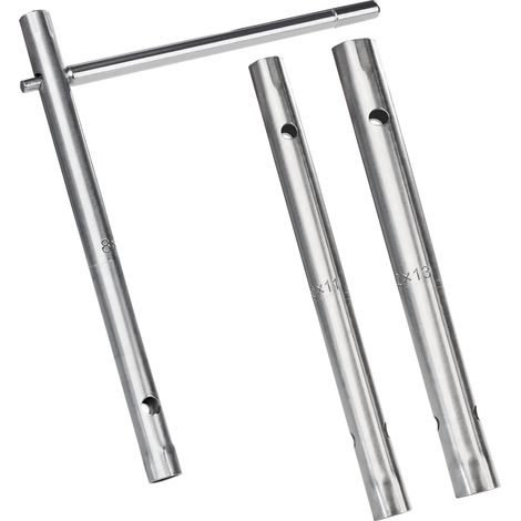 Lot de 3 clés à douille tubulaires avec barre Tommy, clé à douille à double extrémité, clé à douille métrique pour réparation de plombier pour installation et entretien de robinet d'eau (1/5)