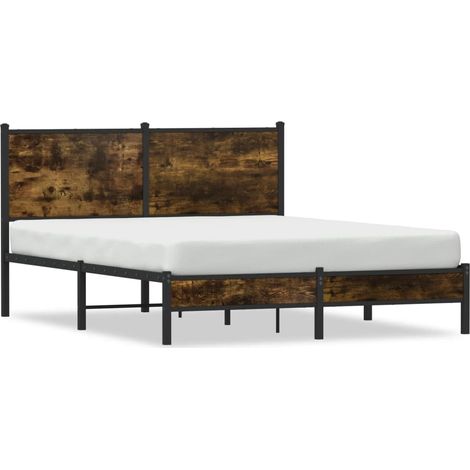 Lit double,Lit adulte,Cadre de lit en métal sans matelas chêne fumé 150x200 cm CFW1382574 (1/5)