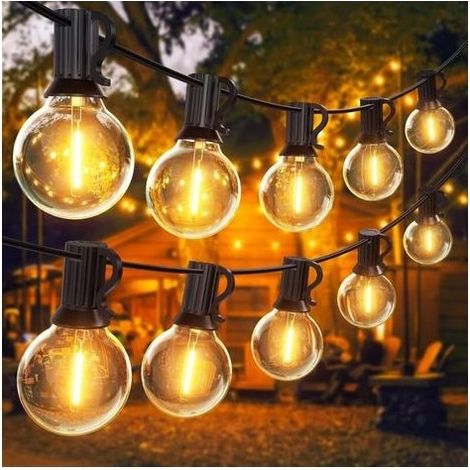 Garland Guinguette Outdoor 30M, Garland Bright Exterieure with 50+2 G40 LED Bulbs IP45 Waterproof, White Warm Chain Lumiere Outdoor for patio, wedding, Christmas (1/5)