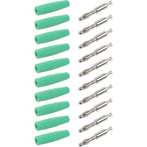 Lot de 10 fiches bananes 4mm à souder, connecteur mâle 22.040 pour multimètre, cordons de test, haut-parleur - vert (1/5)