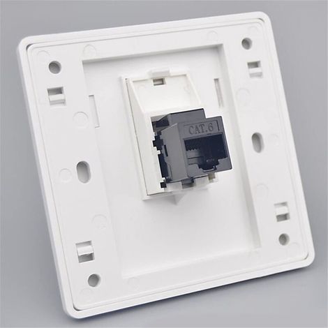 Prise murale réseau femelle vers femelle Cat6 Gigabit double passage format 86x86 mm pour connexion internet haut débit (1/4)
