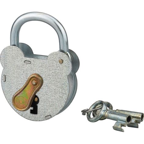 Lucchetto con chiave 2493, vintage, acciaio, esterno, arco zincato, 55 mm, 2 chiavi - THIRARD