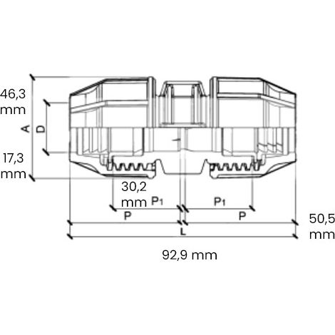 Raccord polypropylène à serrage extérieur manchon accouplement - Série 1005 Ø20