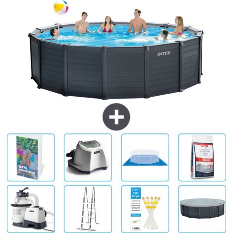 Intex Piscine Graphite Panel Ronde - 478x124 cm - 9-pièces S649 (1/4)
