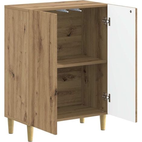 Meuble de Salle de Bain avec Rangement en Chêne Massif Artisanal - Armoire de Toilette Moderne et Élégante pour WC, Design Naturel Durable (1/5)