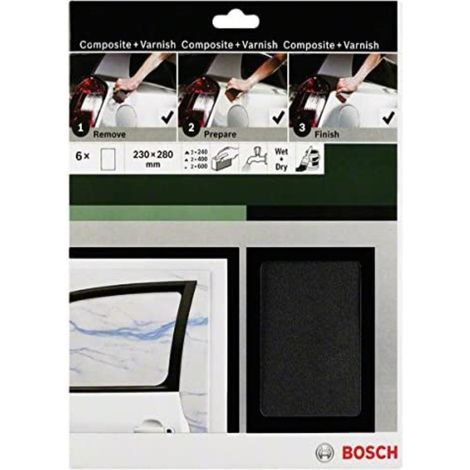 BOSCH - 6 FOGLI ABRASIVI MANUALI A UMIDONERI 230x280MM