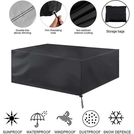 Telo protettivo per tavolo da giardino 255x130x80 cm, Oxford 420D, resistente ai raggi UV, antipolvere, rettangolare, grigio chiaro - ALTRO (1/3)
