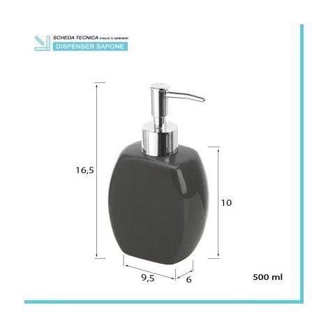 Set accessori bagno da appoggio dispenser e porta spazzolini in ceramica grigio (1/5)