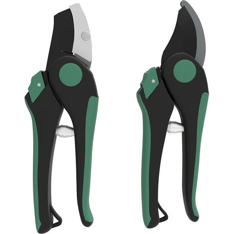 Ensemble d'outils de jardin, 2 pièces, outils de jardin en métal avec sécateur, vert et noir (1/5)