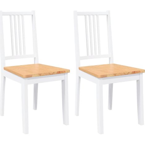 Lot de 2 Chaises à manger，Chaise de cuisine blanc bois massif caoutchouc CFW86988 (1/5)