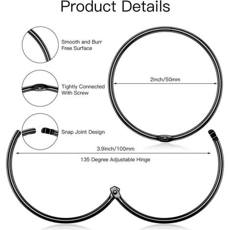 24 pièces Anneaux de Rideau de Douche, Crochets de Rideau de Douche antirouille pour Salle de Bain, Anneaux décoratifs circulaires pour Rideaux de Douche et Crochets de Tringle de Douche (1/3)