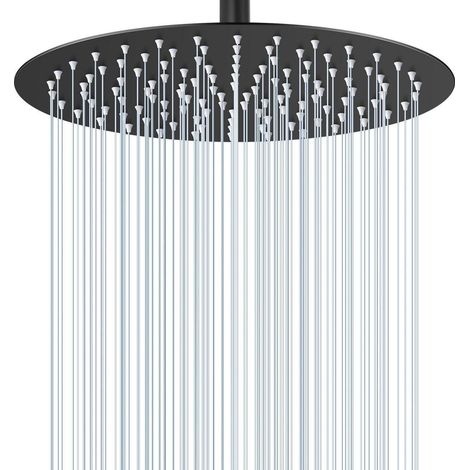Regendusche 30cm rund matt schwarz, 12 Zoll Edelstahl, Wassersparend, Anti-Kalk-Düsen (1/5)