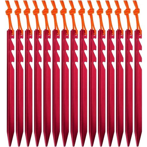 Piquet De Tente - Aluminium 7075 - 18 cm - 14 g - À Trois Poutres - Avec Cordon Réfléchissant - Pour Camping Randonnée Et Trekking - Lot De 15 (1/3)