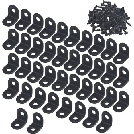 Lot de 40 équerres d angle en L à angle droit à 90 degrés pour meubles en bois armoire tiroir chaise avec 80 vis 20 mm x 20 mm (1/3)