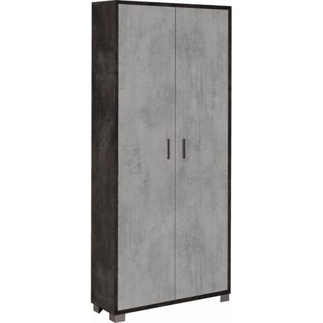Mobile 2 Ante 83L x 29P x h190 – Finitura Nero Opaco e Cemento – Sarmog (1/2)