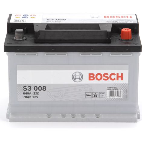 Bosch – Batterie de démarrage 12V 70Ah 640A – Technologie classique CA/CA – Polarité + à droite – Non compatible Start-Stop