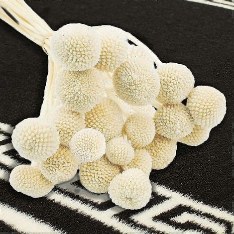 20 fleurs artificielles séchées Craspedia, fausses boules de fleurs séchées Billy Button pour la décoration de la maison, du bureau, des fêtes et des mariages (bleu) (doré, blanc, jaune) (1/5)
