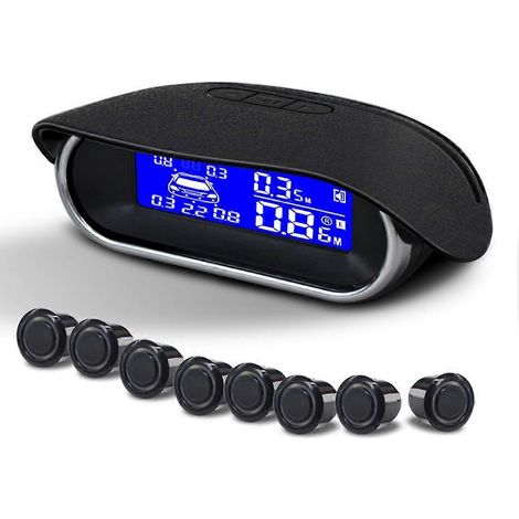Sensores de estacionamiento para automóviles 8 Resistente a la intemperie Vista trasera Vista delantera Kit de radar de marcha atrás Sistema Monitor de pantalla LCD A (1/5)